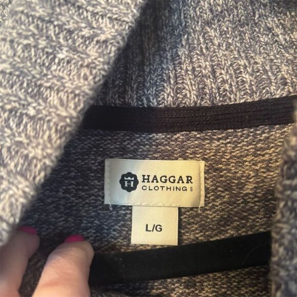 Haggar Men's Large Gray Argyle Pullover Sweater Long Sleeve Casual - Picture 3 of 7